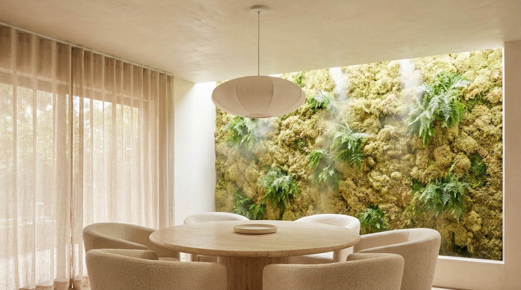 A living room with an oval skylight and circadian-tuned daylight, MAVI Living Diagnostic