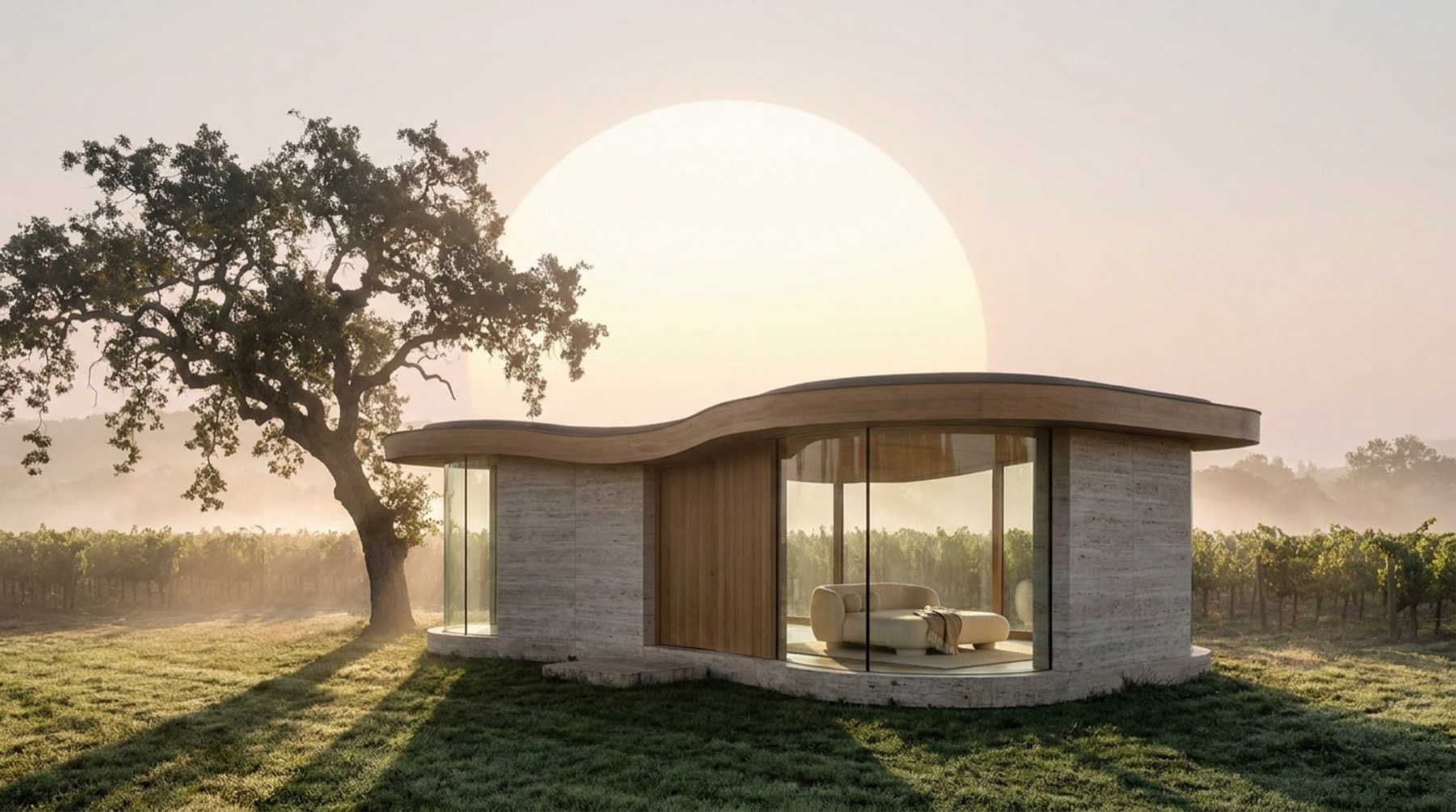 A villa set high above the ocean